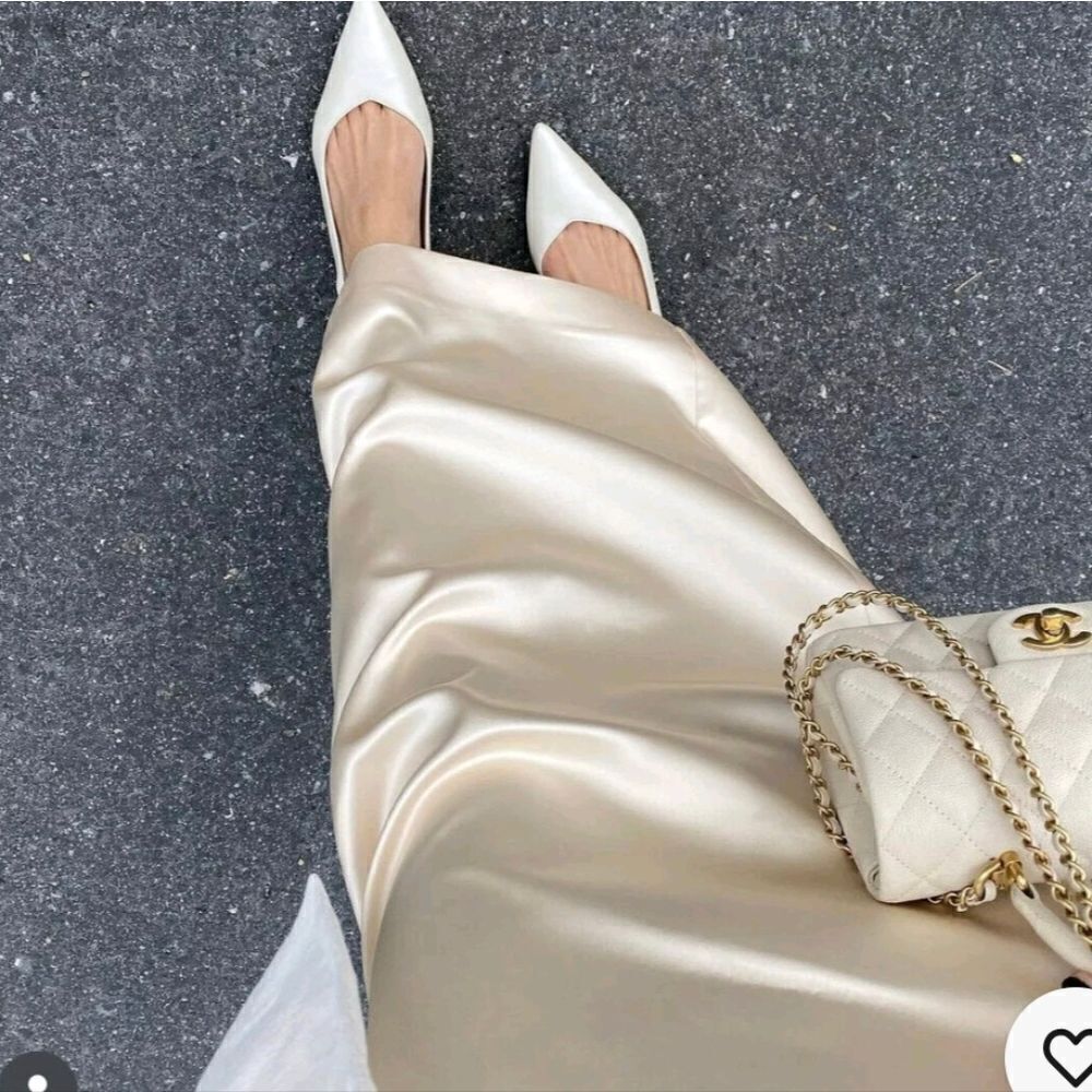 SATIN EFFECT DRESS VANILLA ZARA - Picture 5 of 16